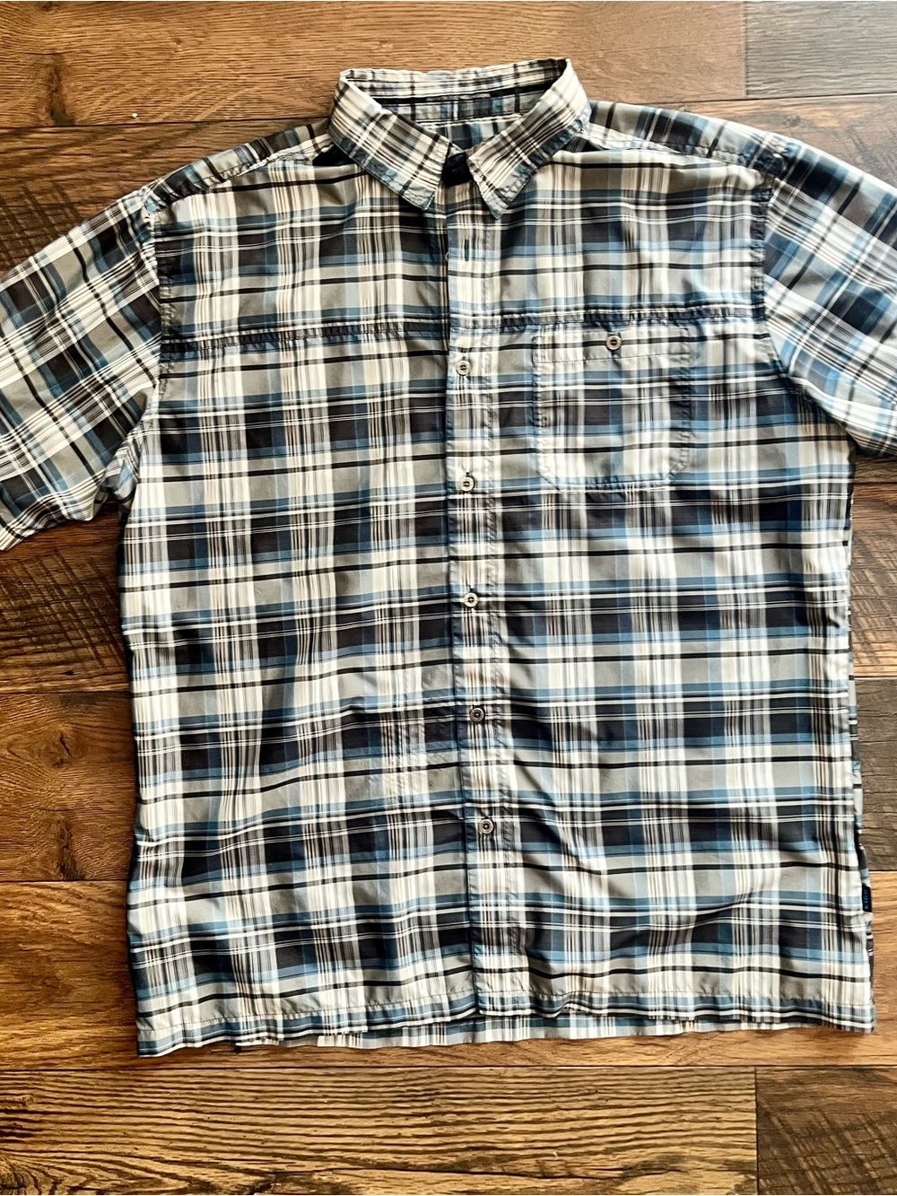 Kuhl Men's Short-Sleeve Plaid Button-Down Shirt - Blue, White, tan
